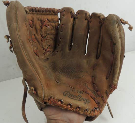 (78/80)  Rawlings GJ 38 Genuine Leather Baseball Glove Signed Larry Jackson 11 3/4" RHT