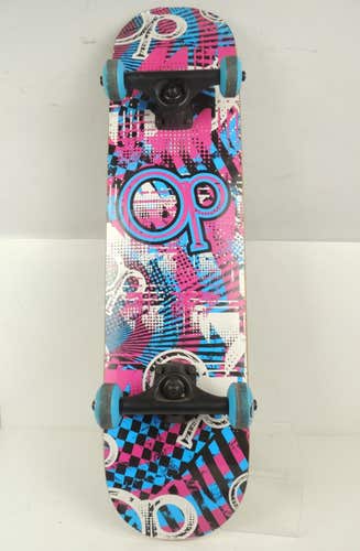 OP Ocean Pacific 31" Blue Pink & White Skateboard Deck Design with Original Parts