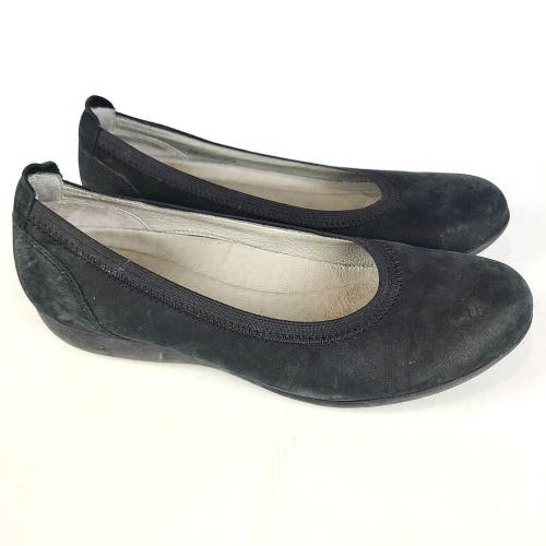 Dansko Kristen Milled Newbuck Ballet Flats Black Womens Shoes Size: 39 / 8.5