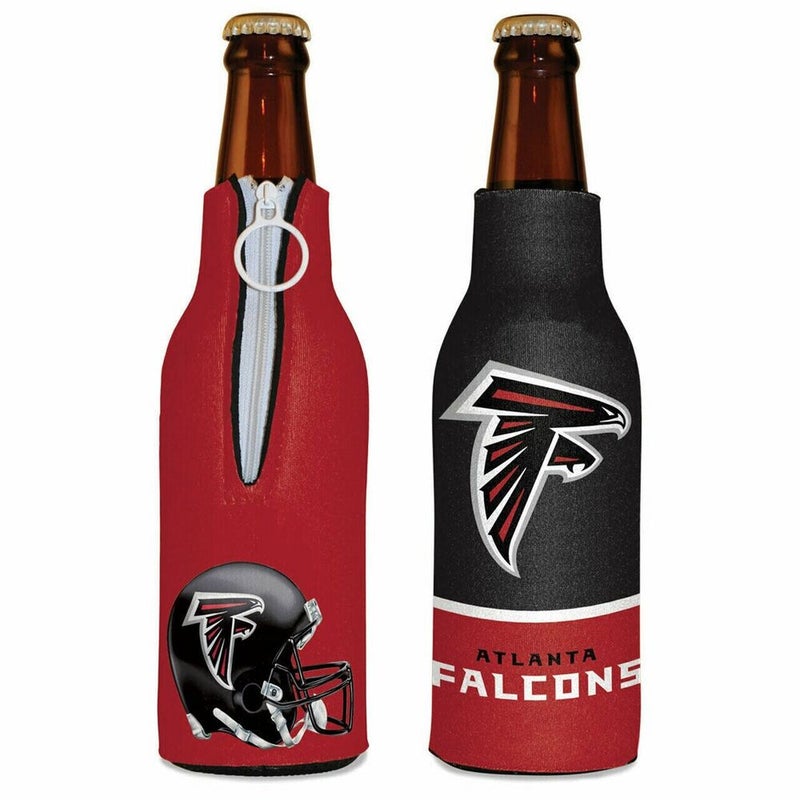 Atlanta Falcons Bottle Cooler 12 oz Zip Up Koozie Jacket NFL Two Sided