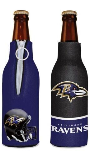 Carolina Panthers Bottle Cooler 12 oz Zip Up Koozie Jacket NFL Two Sided