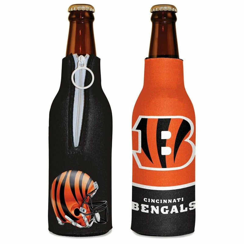 Cincinnati Bengals Bottle Cooler 12 oz Zip Up Koozie Jacket NFL Two Sided