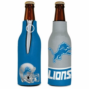 Detroit Lions Bottle Cooler 12 oz Zip Up Koozie Jacket NFL Two Sided