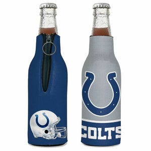 Indianapolis Colts Bottle Cooler 12 oz Zip Up Koozie Jacket NFL Two Sided