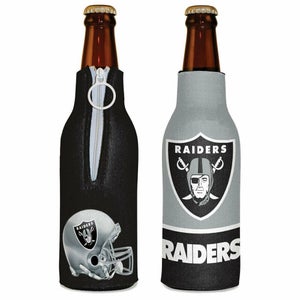 Las Vegas Raiders Bottle Cooler 12 oz Zip Up Koozie Jacket NFL Two Sided