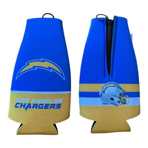 Los Angeles Chargers Bottle Cooler 12 oz Zip Up Koozie Jacket NFL Two Sided