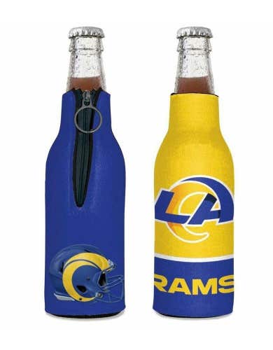 Los Angeles Rams Bottle Cooler 12 oz Zip Up Koozie Jacket NFL Two Sided