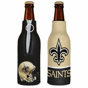 New Orleans Saints Bottle Cooler 12 oz Zip Up Koozie Jacket NFL Two Sided
