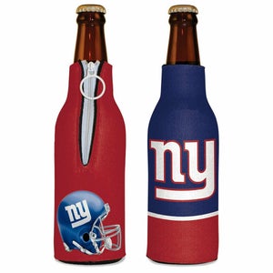 New York Giants Bottle Cooler 12 oz Zip Up Koozie Jacket NFL Two Sided