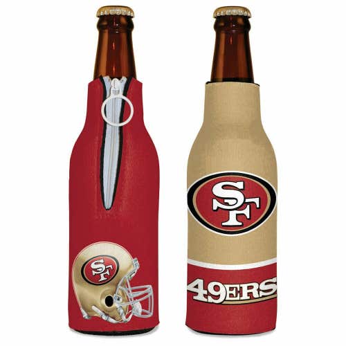 San Francisco 49ers Bottle Cooler 12 oz Zip Up Koozie Jacket NFL Two Sided