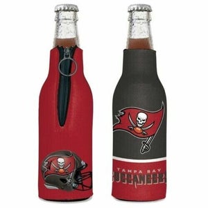 Tampa Bay Buccaneers Bottle Cooler 12 oz Zip Up Koozie Jacket NFL Two Sided