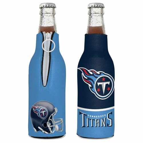 Tennessee Titans Bottle Cooler 12 oz Zip Up Koozie Jacket NFL Two Sided