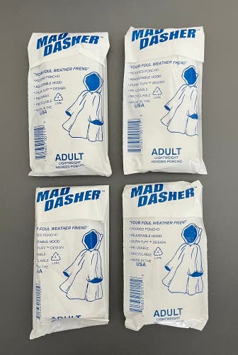 (4) Mad Dasher Rain Ponchos - golf baseball fishing soccer outdoor gear jacket poncho