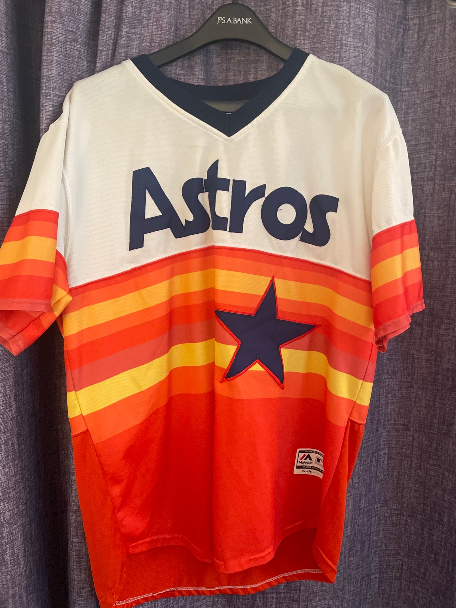 New Jersey Nolan Ryan #34 Houston Astros Rainbow XL X-Large SEWN Throwback