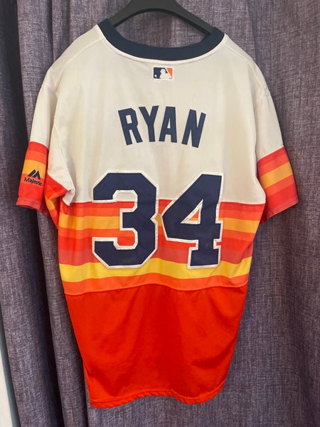 NEW Nolan Ryan Houston Astros Orange Rainbow Pull-Over Baseball Jersey  LARGE