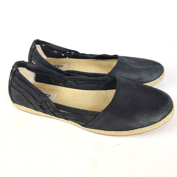 Australia 1011187 Tippie Flats Black Nubuck Leather Loafers Women's Size: 8