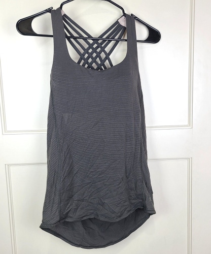 Lululemon Free To Be Wild Tank Top Built in Bra Strappy Open Back Green Size: 4
