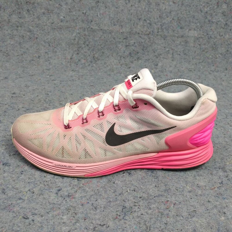 Nike Lunarglide 6 Womens Running Shoes Size 10 Trainers Sneakers White Pink Low