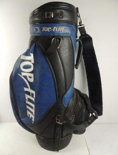 Top Flite INTIMIDATOR Extra Large Leather Golf Cart Bag, Black & Blue