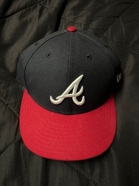 Atlanta Braves Hat Baseball Cap Fitted 7 1/2 New Era Black Retro