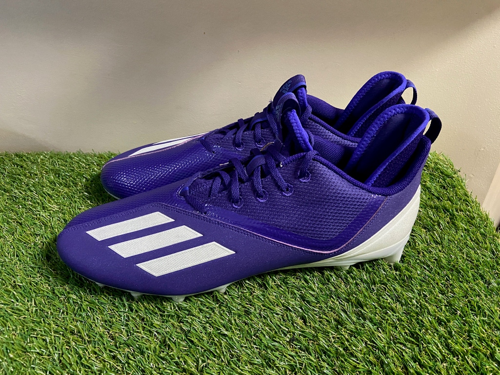 Adidas Mens Adizero Scorch Football Cleats Purple White Lace Up FX4253 Size 15