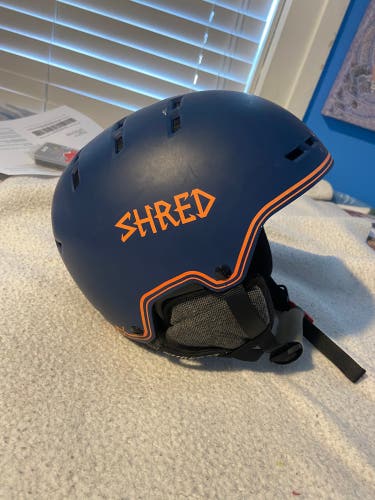 Used Medium Blue Shred Slalom Helmet & Chin Guard