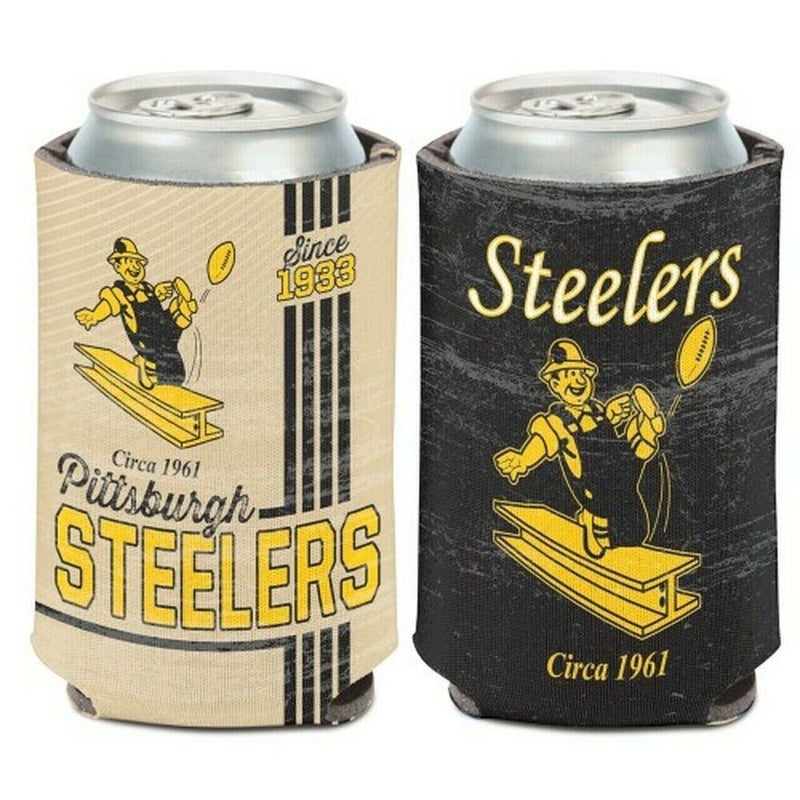 Pittsburgh Steelers Vintage Design NFL Can Cooler 12oz Collapsible Koozie