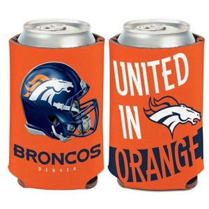 Denver Broncos Slogan Design NFL Can Cooler " UNITED IN ORANGE "
