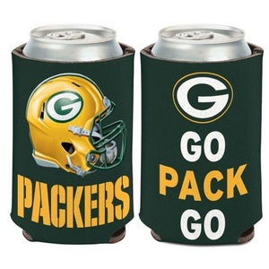 Green Bay Packers Slogan Design NFL Can Cooler " GO PACK GO "