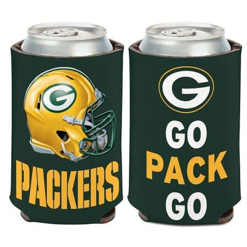 Green Bay Packers Slogan Design NFL Can Cooler " GO PACK GO "