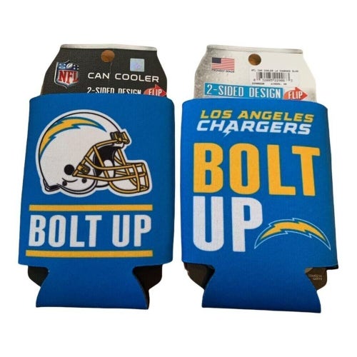 Los Angeles Chargers Slogan Design NFL Can Cooler " BOLT UP "