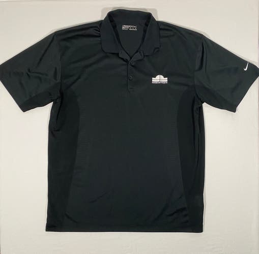 NIKE Fit Dry Size XL Black Short Sleeve Performance Club Logo Polo Golf Shirt