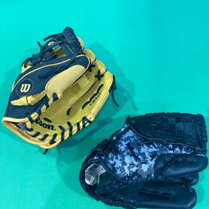 Used Wilson & Adidas Right Hand Throw Baseball Glove Bundle 10"