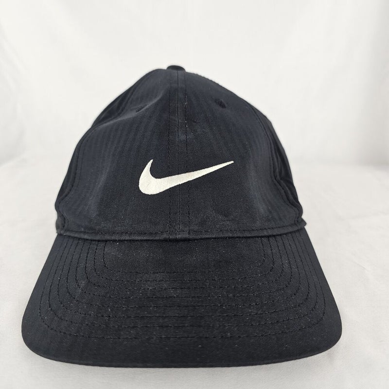 Nike Legacy91 Dri Fit Black Hat Adjustable Strapback Baseball Cap Front Swoosh