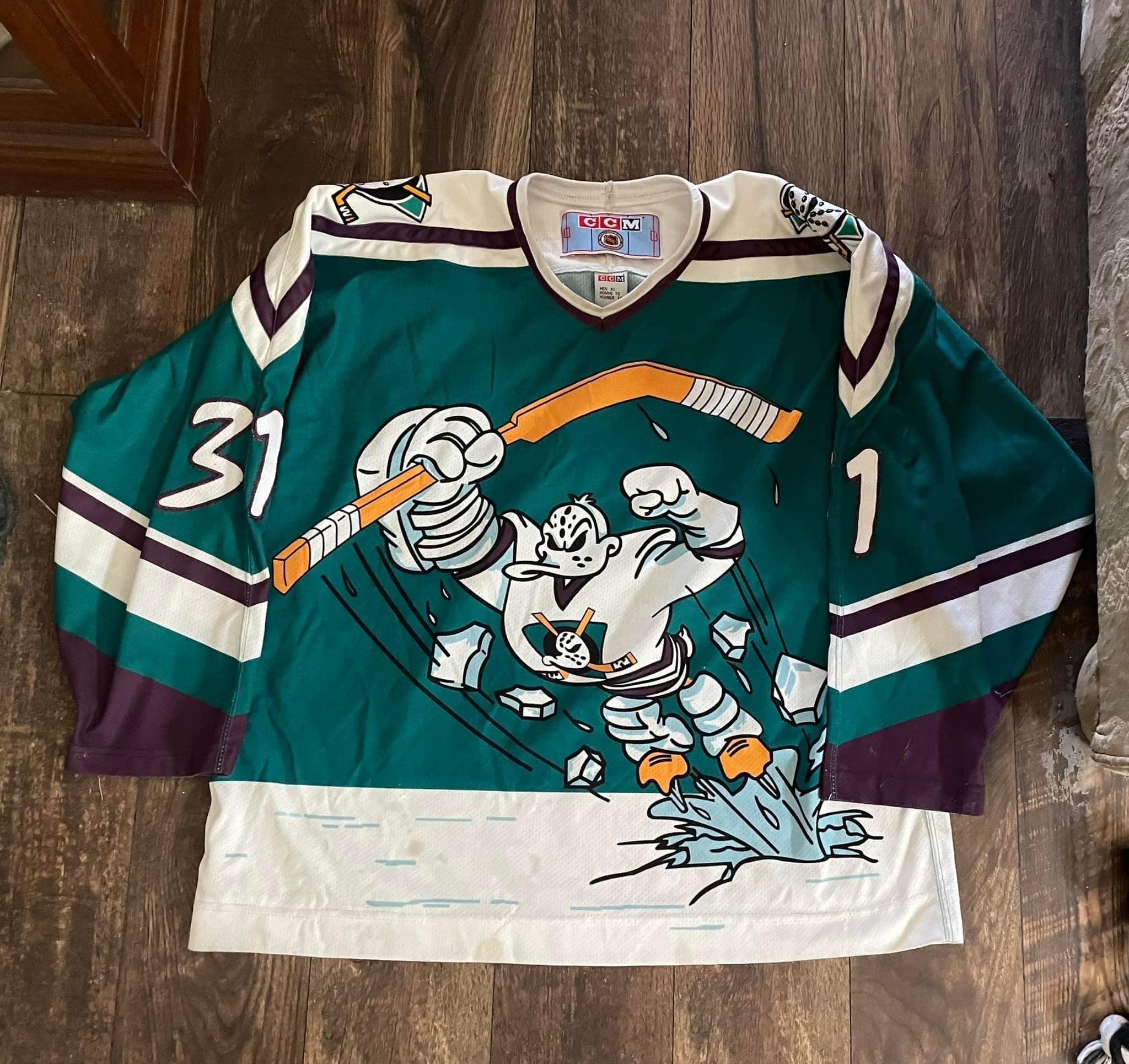 Buy Vintage NHL Anaheim Mighty Ducks Wild Wing CCM Hockey Jersey