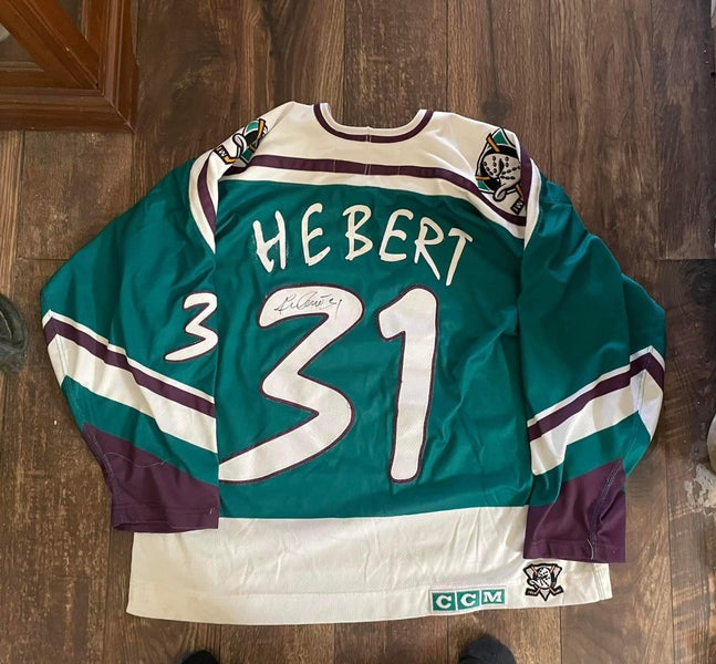 Guy Hebert Signed Mighty Ducks Jersey