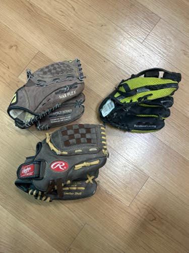 Used Right Hand Throw Glove Bundle (3 Gloves)