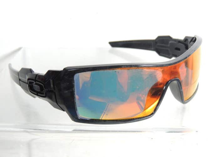 Oakley OIL RIG Sunglasses Black Wrap Frame with Multicolored Reflective Lenses