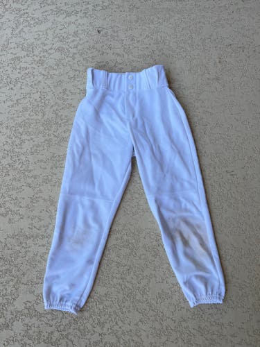 White Youth Men's Used Small Alleson Softball Game Pants OA2