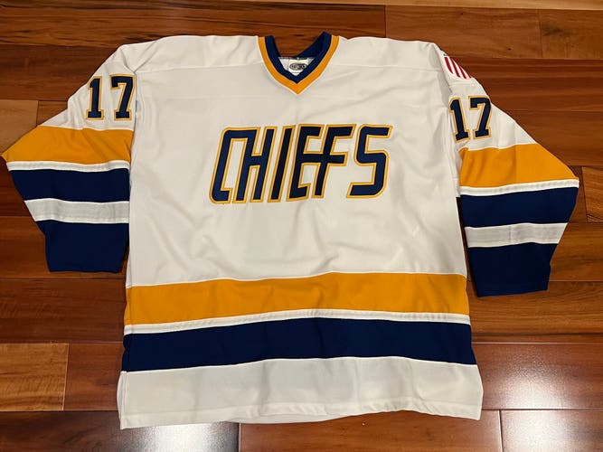 Slapshot movie Hanson #17 XXL White Men's Hockey Jersey Madbros brand
