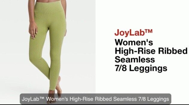 NWT JoyLab Women's High Rise Ribbed Seamless 7/8 Length Leggings