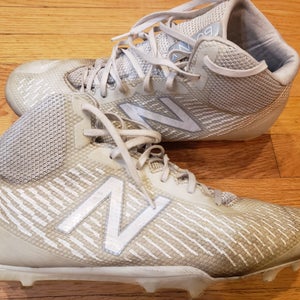 White Adult Used Men's Size 12.5 (Women's 13.5) Molded Cleats New Balance Mid Top Burn X Mid