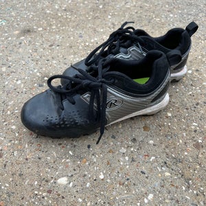 Black Youth Used Rawlings Baseball Cleats A R7 S4 L1
