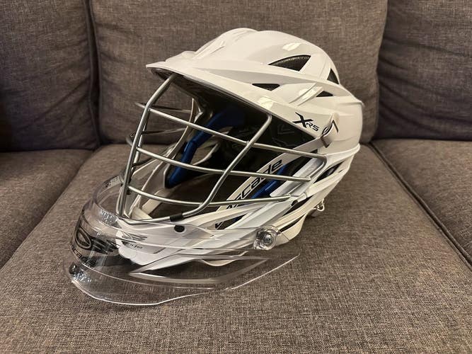 New Goalie Cascade XRS Helmet with Goalie Throat Guard and Chrome Face Mask