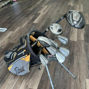 Complete Set of Left-Handed Titleist Golf Clubs + Titleist Bag - Stiff Flex
