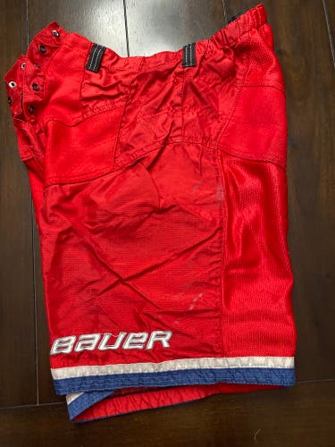 Bauer SR M pant shell red w/blue white