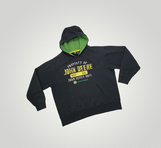 Authentic John Deere Property Of Long Sleeve Hoodie Pullover Sweatshirt Sz L