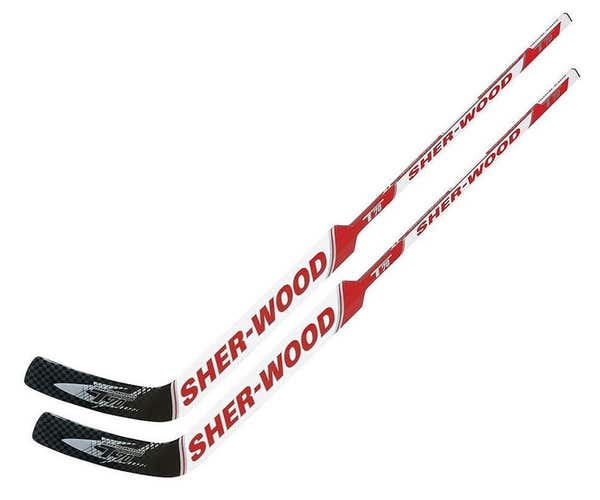 2 Sherwood T70 composite goal stick left 25" PP41 red new senior hockey goalie