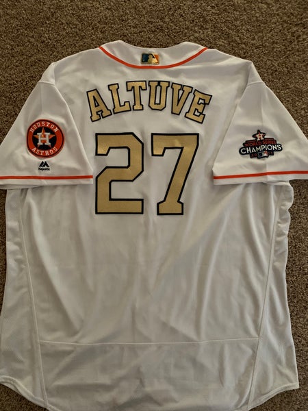 Houston Astros Jose Altuve Gold Program World Series Champions Jersey