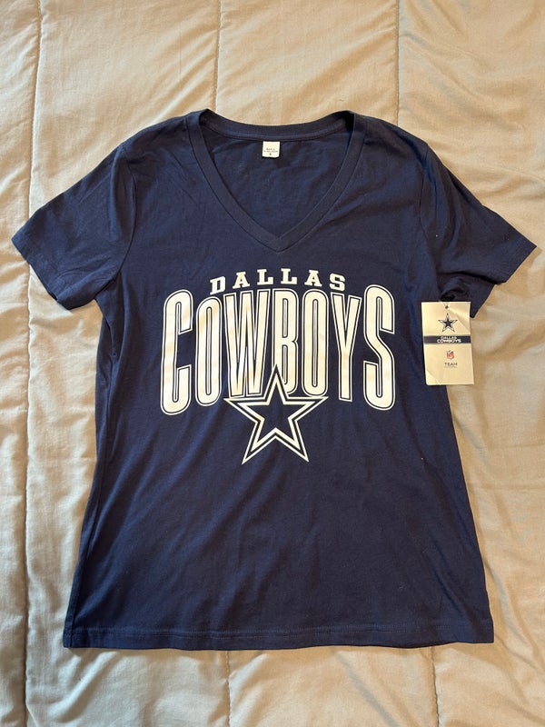 Dallas Cowboys Mitchell & Ness Womens-M Henley Shirt Blue Gray Long Sleeve  NFL